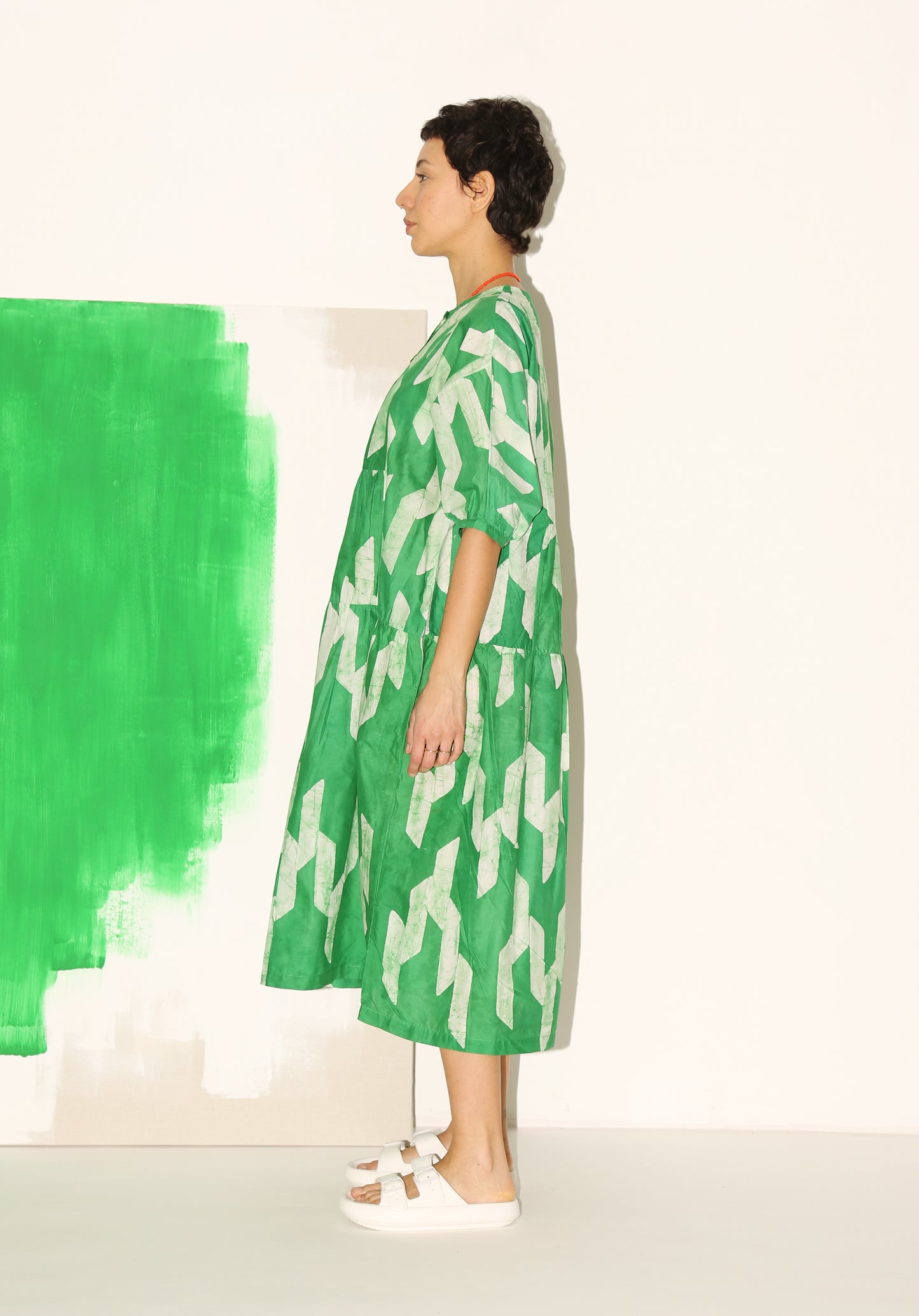 CHIMA Dress / Green Chevron