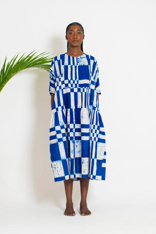 CHIMA Dress / Space Check Blue