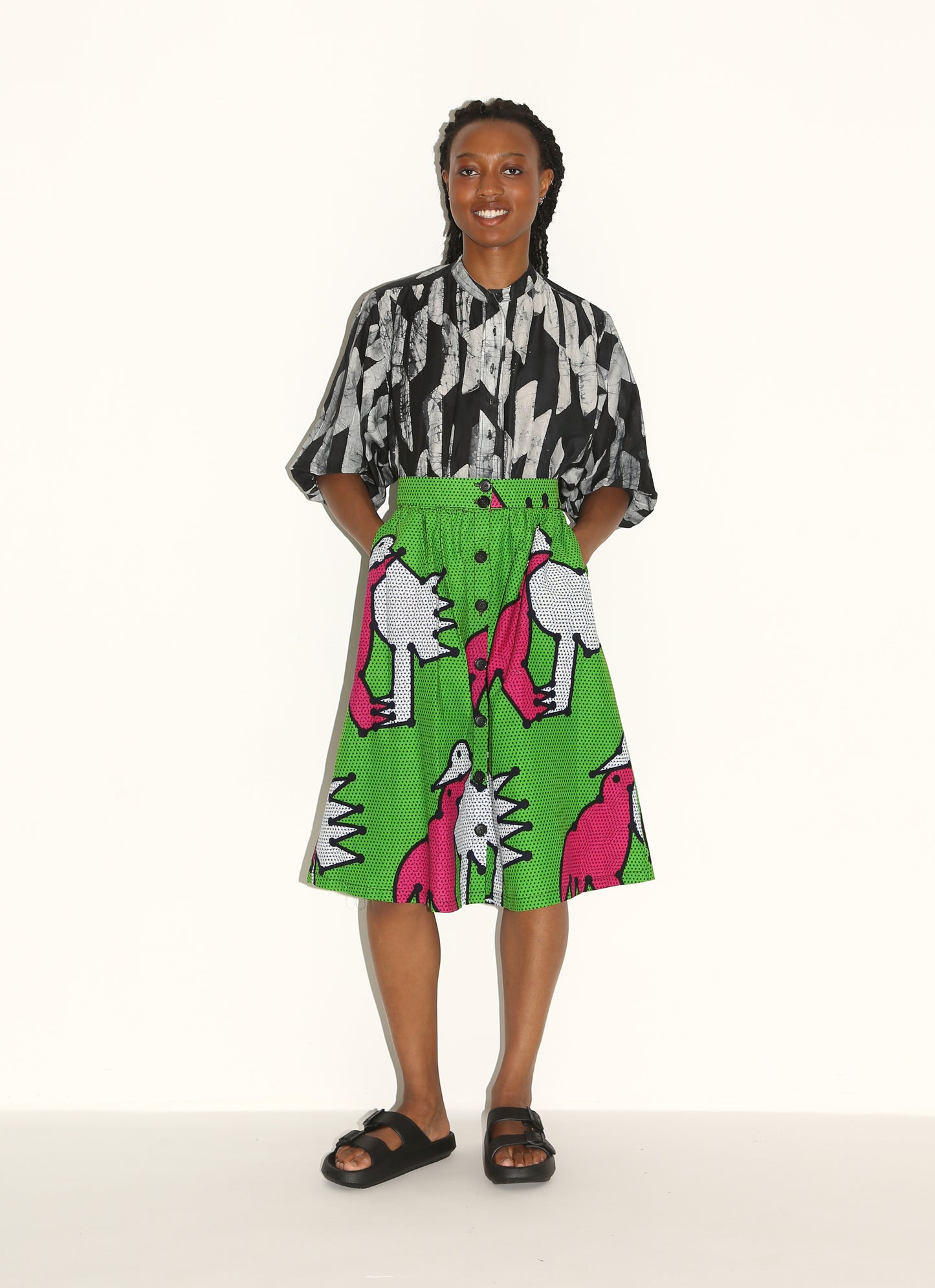 FANTA Skirt / Green Birds