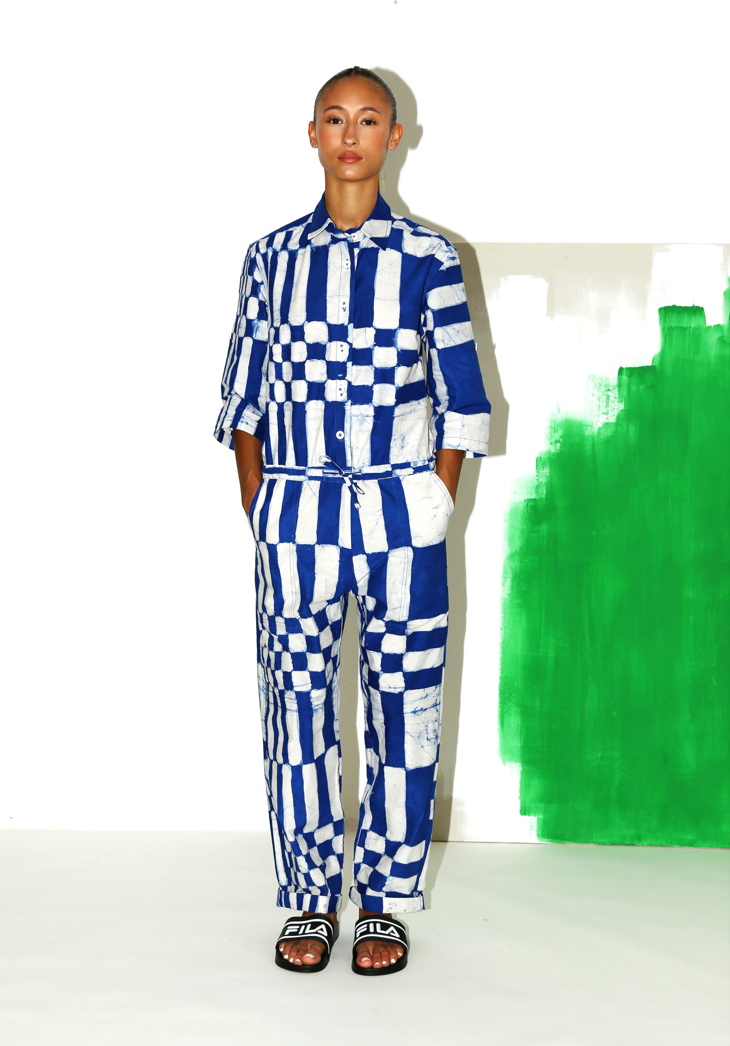 CARA Jumpsuit/ Space Check Blue