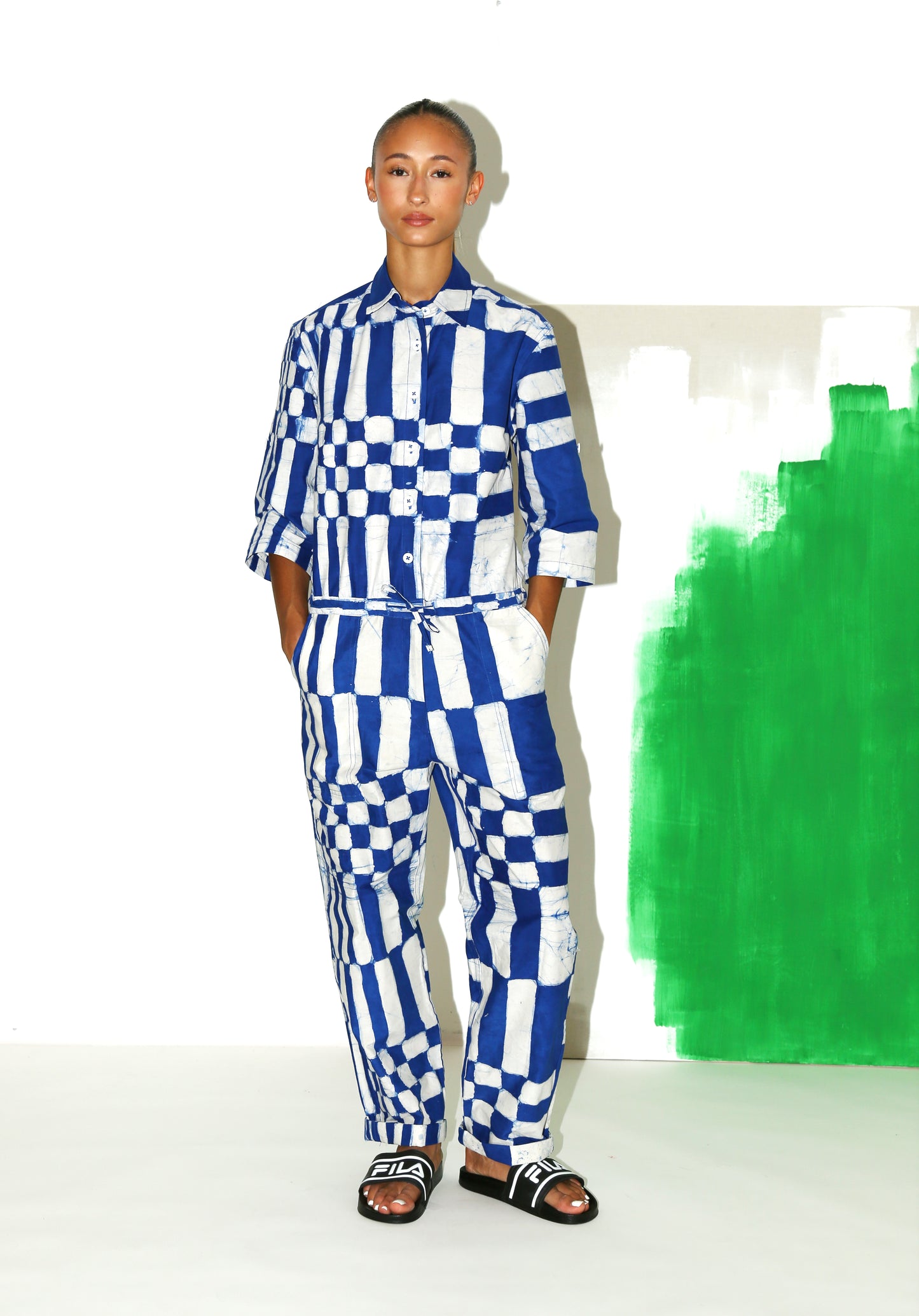 CARA Jumpsuit/ Space Check Blue
