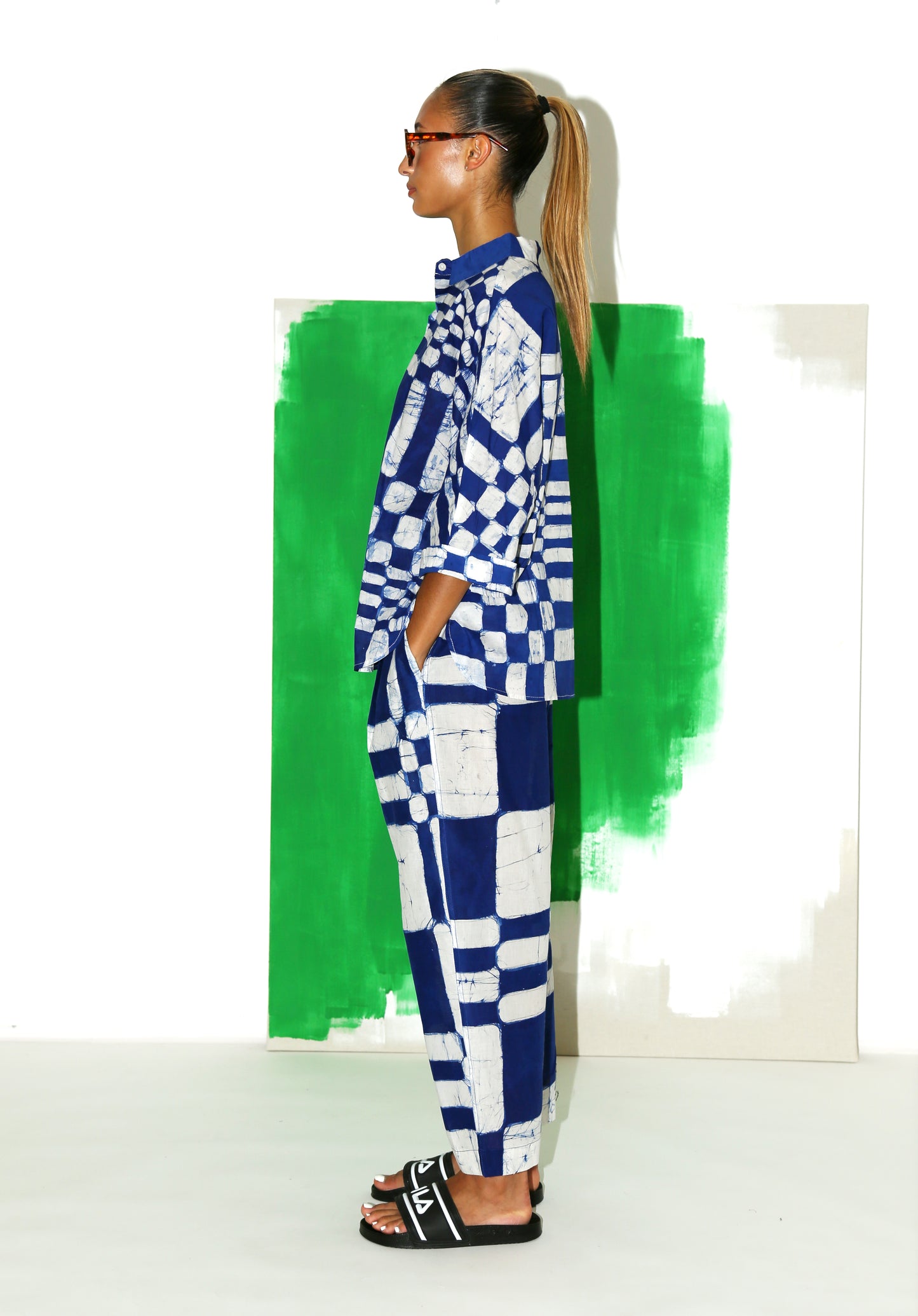 MAKEBA Shirt/ Blue Spacecheck