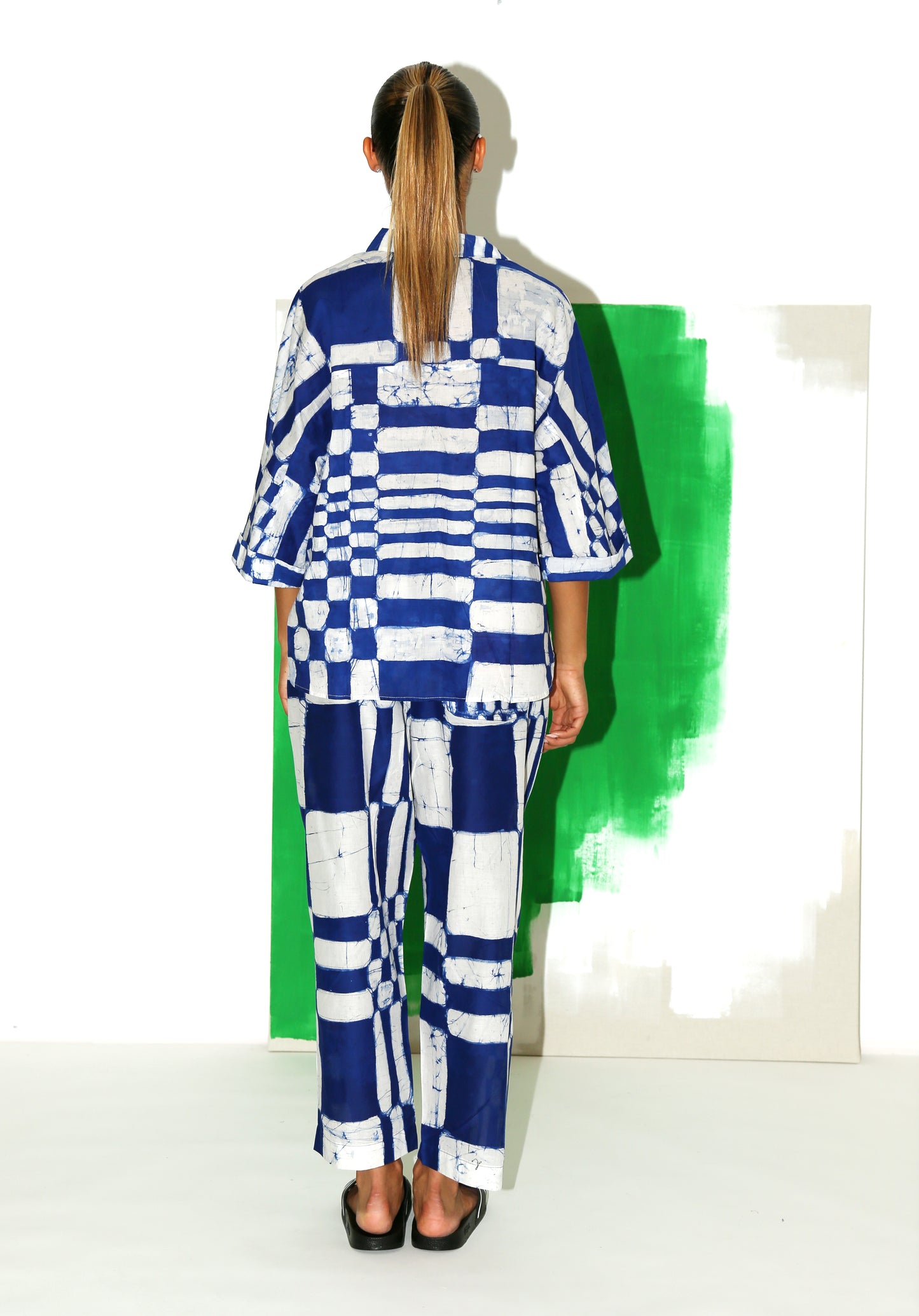 MAKEBA Shirt/ Blue Spacecheck