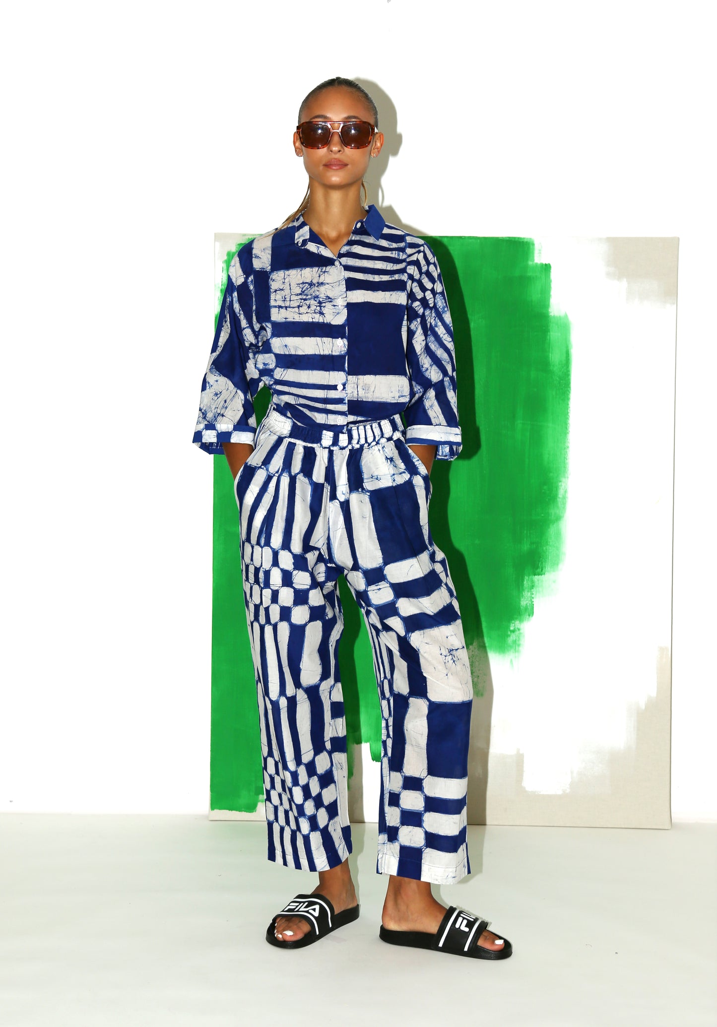 MAKEBA Shirt/ Blue Spacecheck