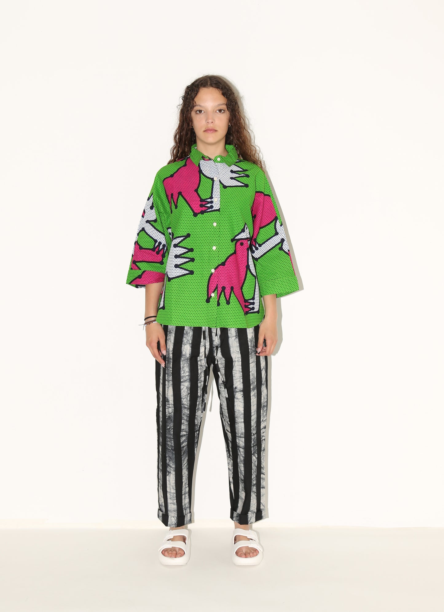 MAKEBA Shirt/ Green Birds