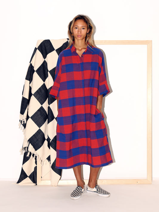 AMIRI Dress / Red Blue Check