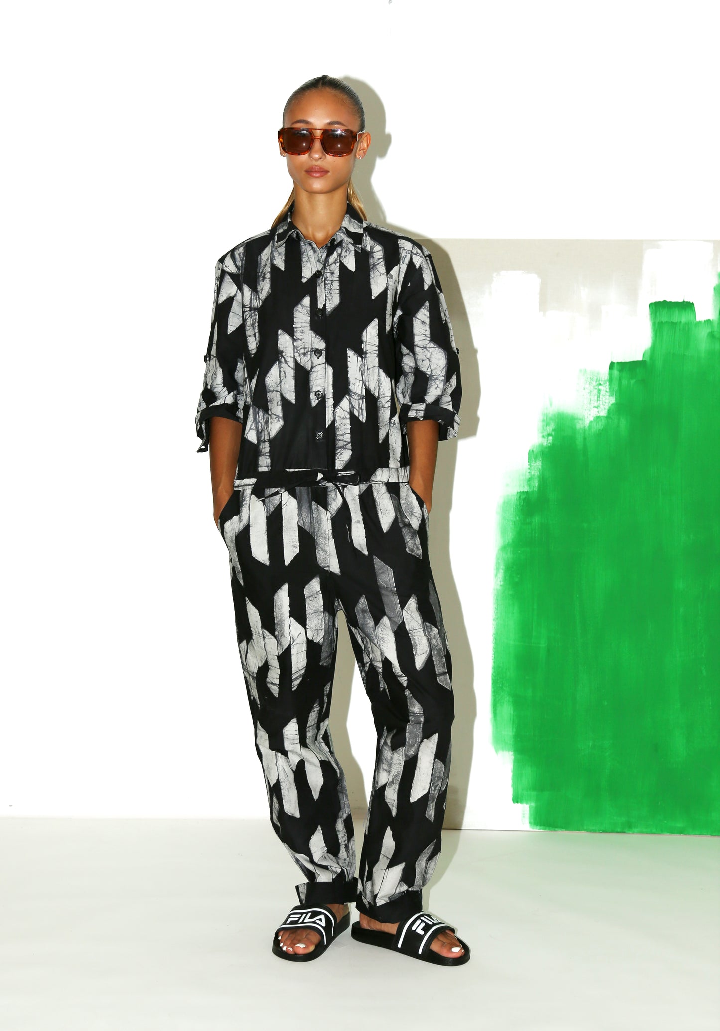 CARA Jumpsuit/ Black Chevron