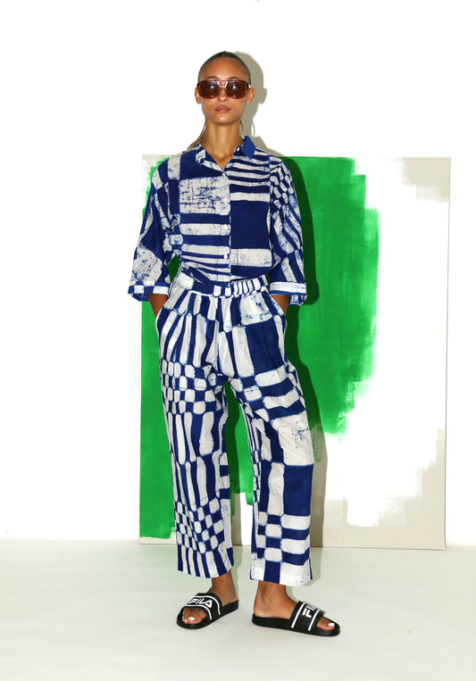 MAKEBA Shirt/ Blue Spacecheck