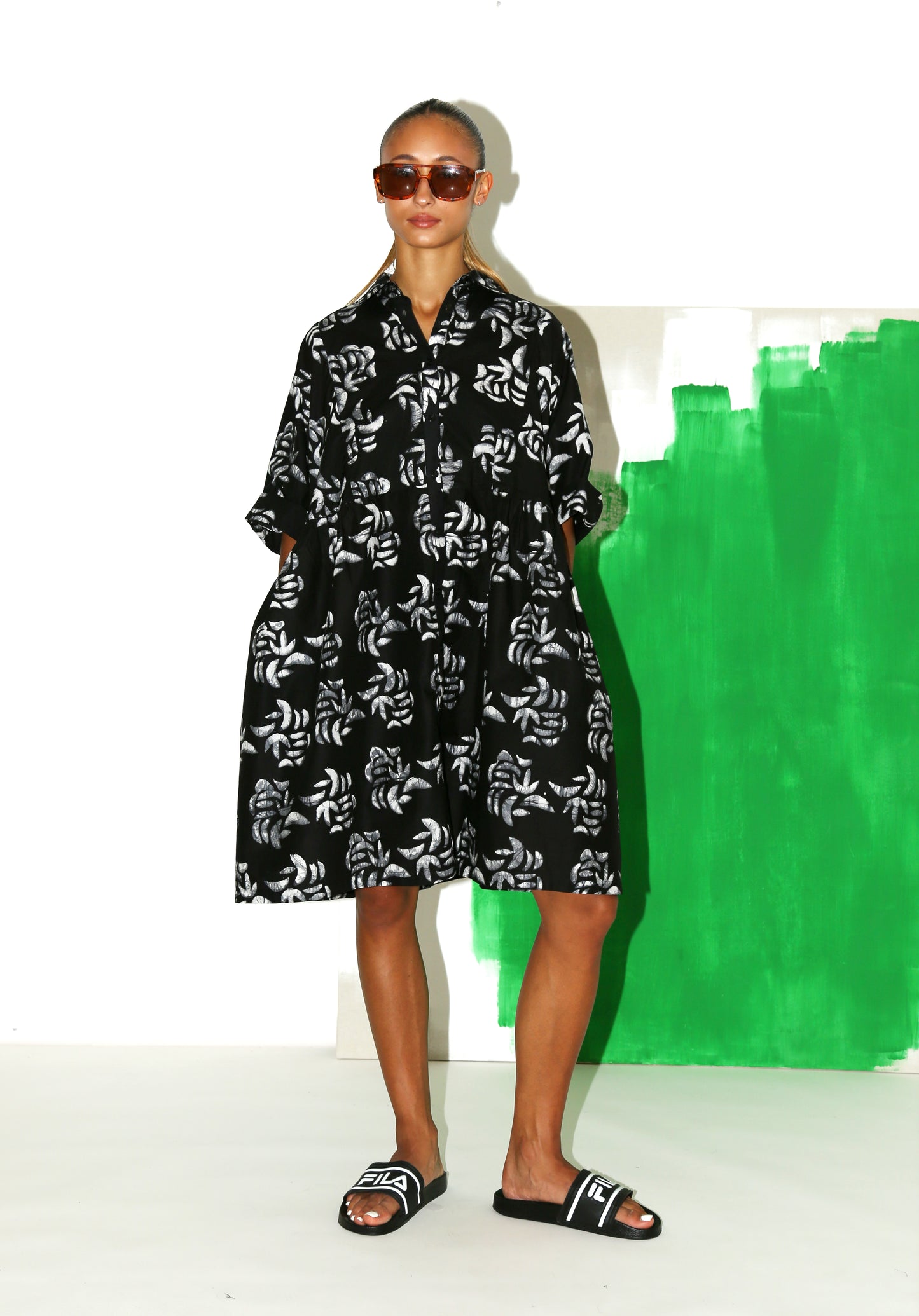 MARLI Dress / Black Leaves