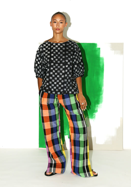 SONI Top / Black Floral Check