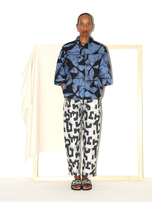 MAKEBA Shirt / Blue Plaza