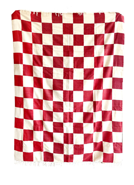 KORHOGO Medium Blanket/ Red Checker
