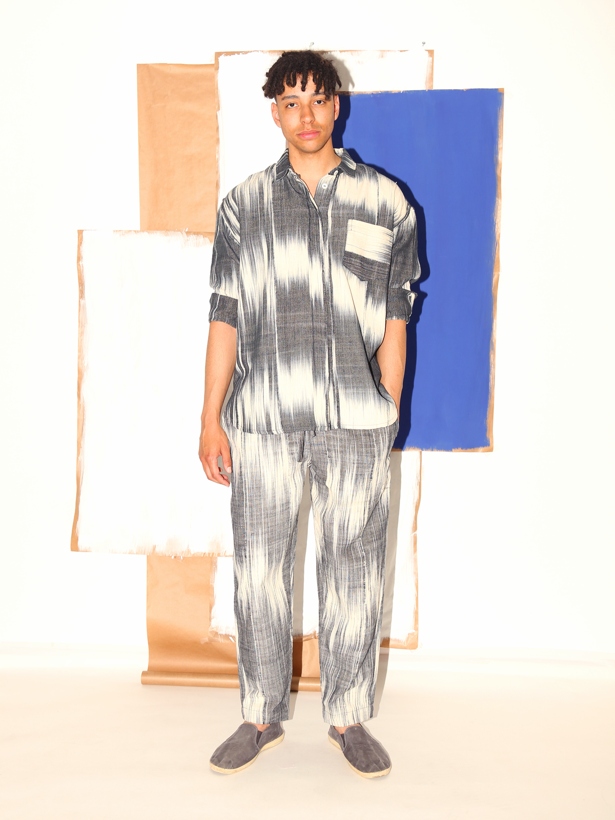 SORO Pants/ Black White Ikat