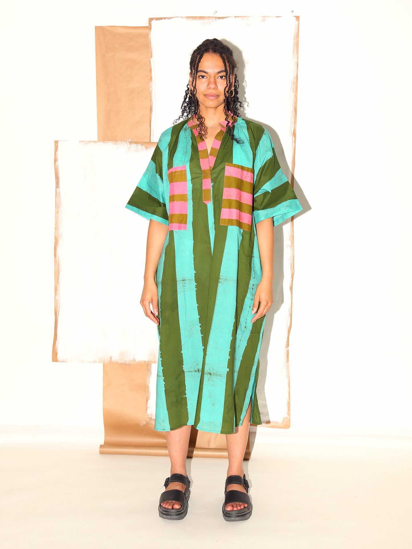 JUNO Dress / Aqua Stripes
